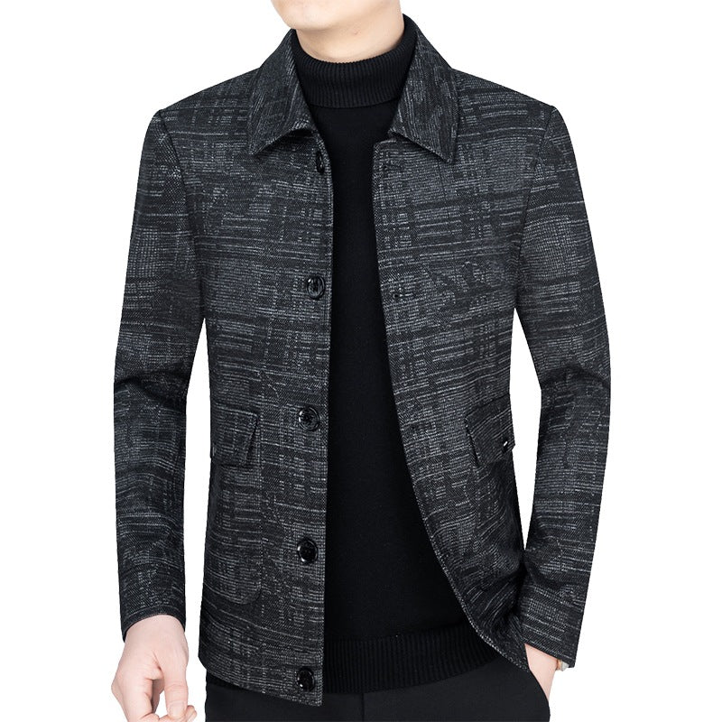 Herren Kurzjacke im strukturierten WShop Norylook mit Hemdkragen und Knopfleiste Shop Nory