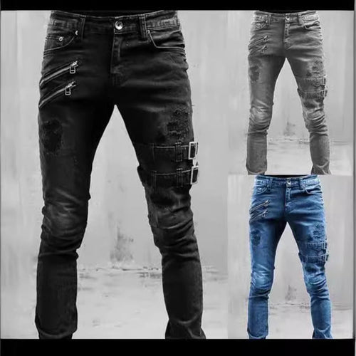 Herren Jeans mit stylischem Reißverschluss und Distressed-Details