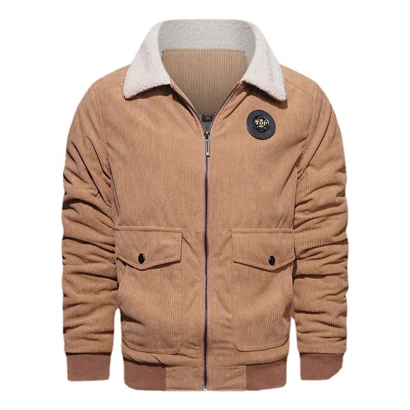 Herren Cord-Blouson mit Teddyfutter, Pattentaschen und Stehkragen Shop Nory