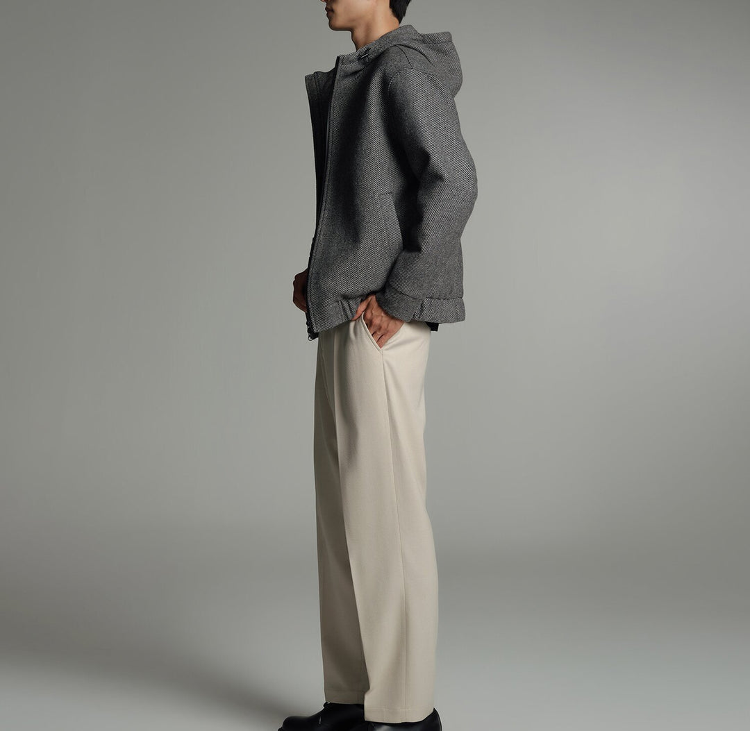 Herren Kurze Wollmisch-Kapuzenjacke mit Reißverschluss und elastischem Saum Shop Nory