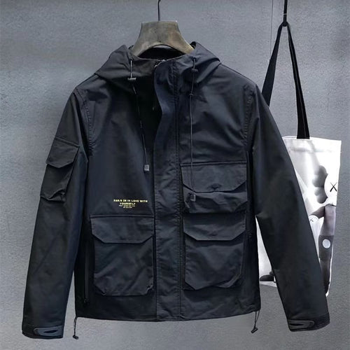 Herren Utility-Outdoorjacke mit Kapuze, Mehrfach-Taschenfront und verstellbarem Saum Shop Nory