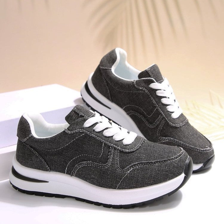 Damen leichte Sneaker im Jeanslook mit gepolstertem Komfortfußbett, stoßdämpfender EVA-Zwischensohle und profiliertem Laufsohlen-Design Shop Nory