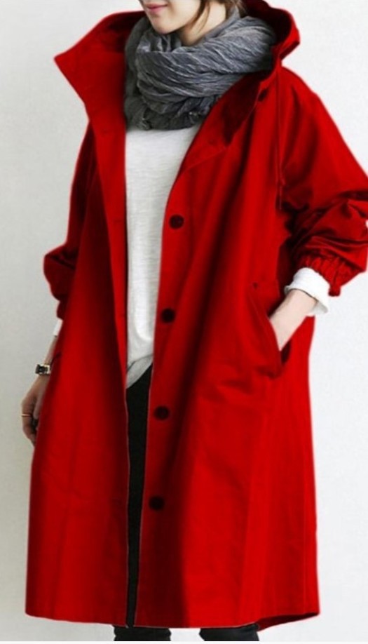 Damen nan leichter oversized Regenmantel mit Kapuze und verdeckter Knopfleiste Shop Nory