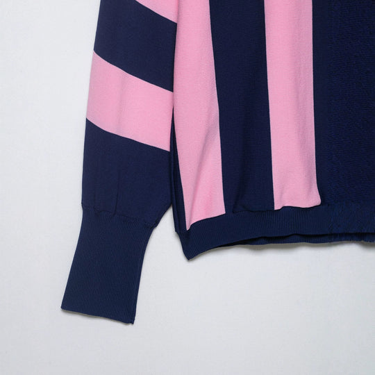 Damen Oversize-Strickpullover mit breiten Blockstreifen und überschnittener Schulter Shop Nory