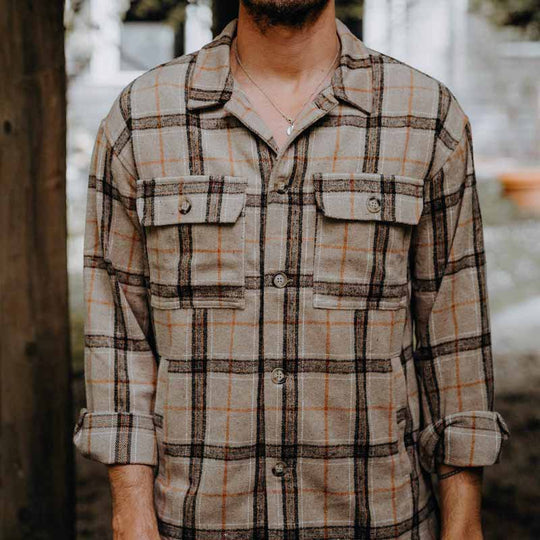 Herren Overshirt aus gShop Noryürstetem Flanell mit Karomuster und Pattentaschen Shop Nory
