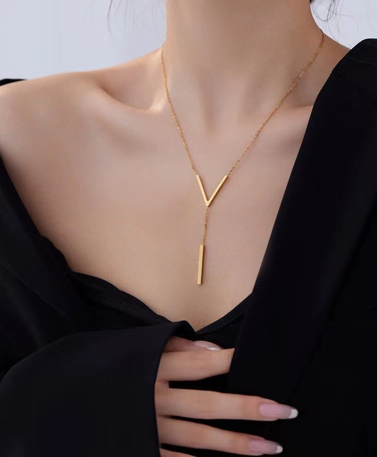 Damen Minimalistische Y-Form Anhänger Halskette Shop Nory