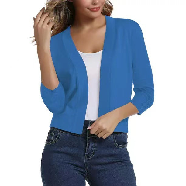 Damen nan offener Kurzcardigan mit dreiviertelärmeln und elastischem Saum Shop Nory