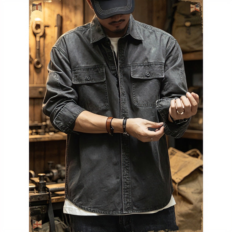 Herren Baumwoll-Utility-Overshirt mit Pattentaschen Shop Nory