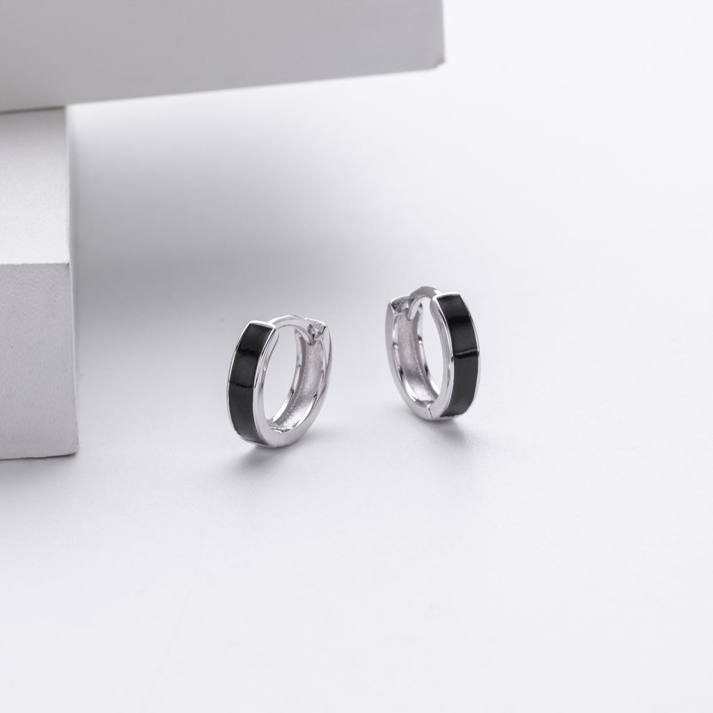 Damen Creolen mit elegantem schwarz-goldenem Design aus 925 Sterling Silber Shop Nory