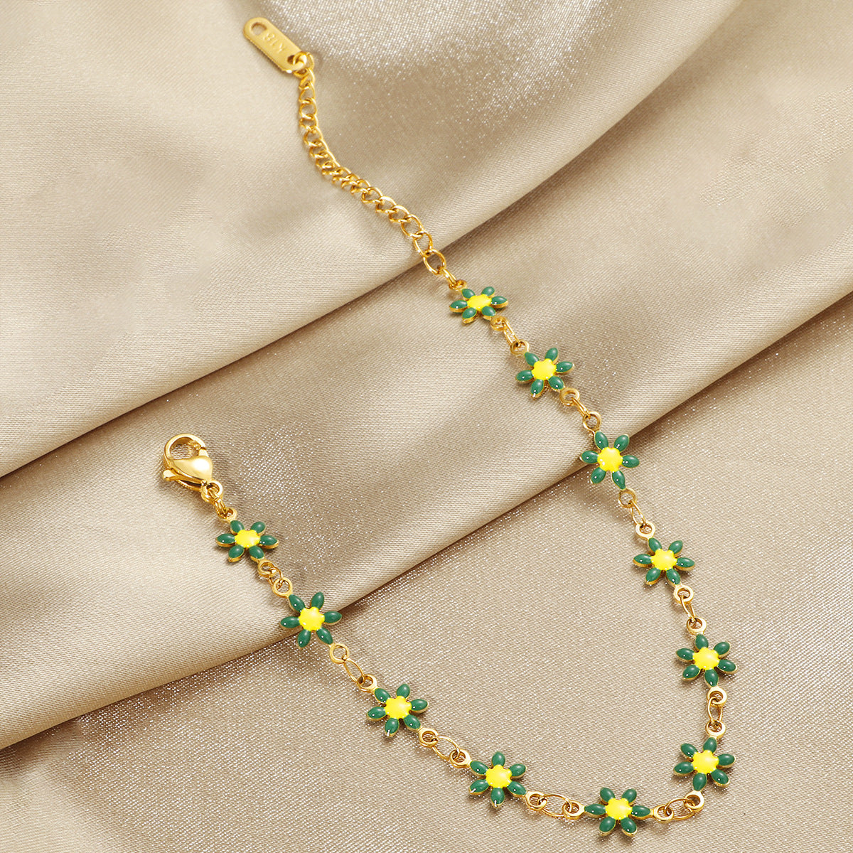 Damen Blumen Charm Link Fußkette Shop Nory