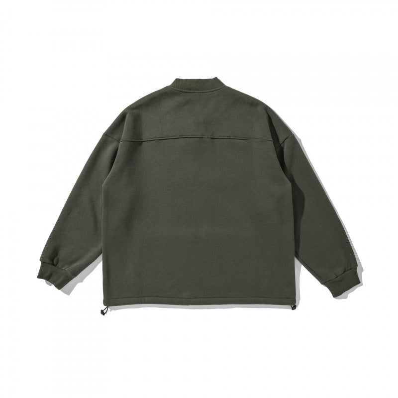 Unisex Oversize-Sweatshirt mit Henley-Knopfleiste, Kängurutasche und Tunnelzugsaum Shop Nory