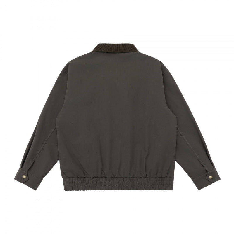 Unisex Kastenförmige Utility-Jacke mit Cordkragen, aufgesetzten Pattentaschen und elastischem Saum Shop Nory