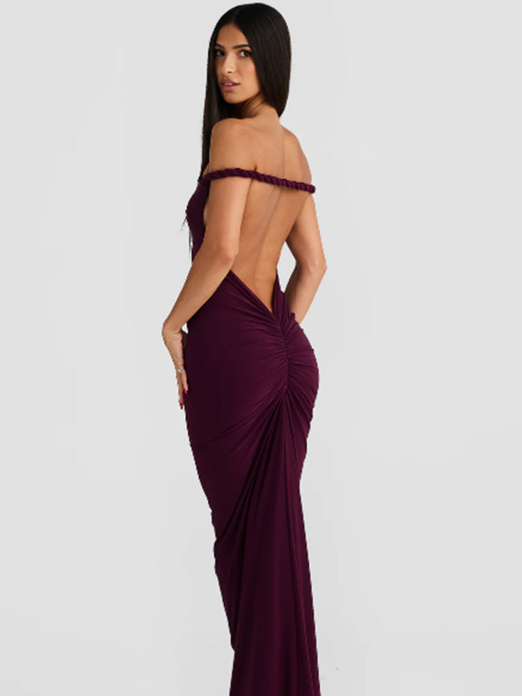 Damen figurbetontes Abendkleid mit elegantem Halterdesign und schwingendem Saum Shopnory
