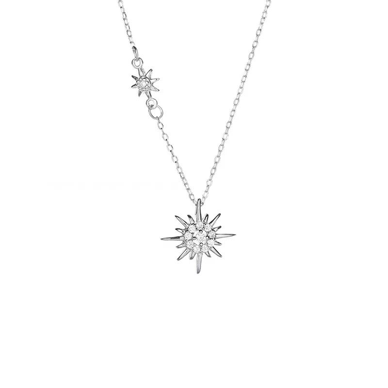 Damen Halskette mit filigranem Sonnenmotiv und funkelnden Zirkonia Shop Nory
