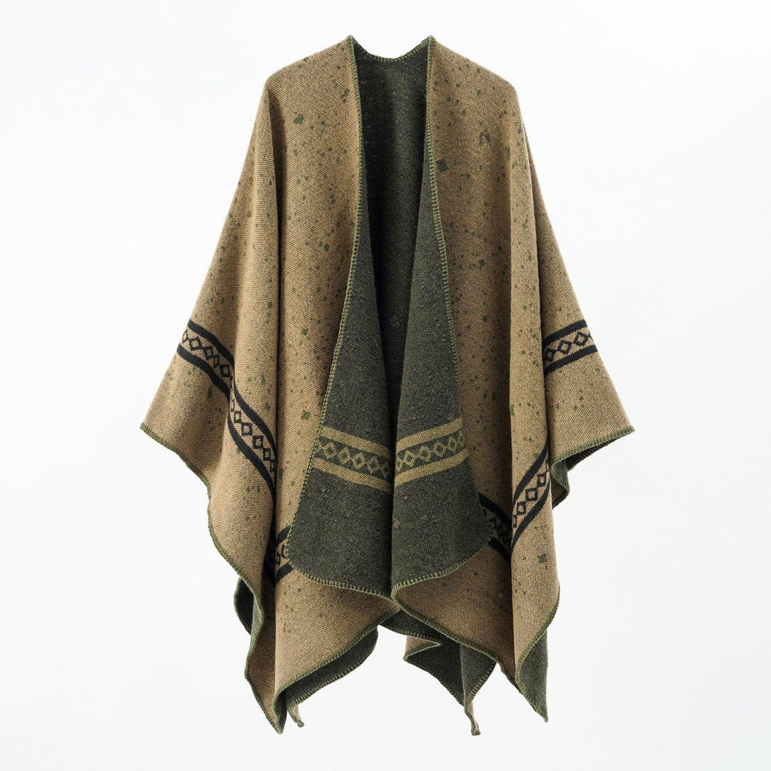 Damen Oversize-Umhangcape aus Wollmix mit zweifarbiger Wendestruktur Shop Nory