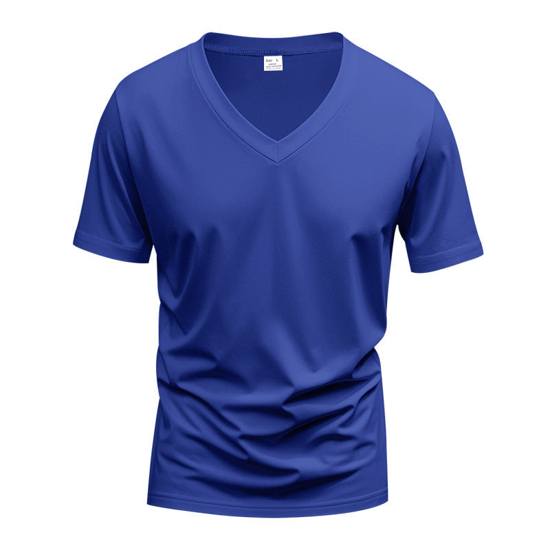 Herren V-Ausschnitt T-Shirt aus atmungsaktivem Baumwollmix mit modernem Schnitt