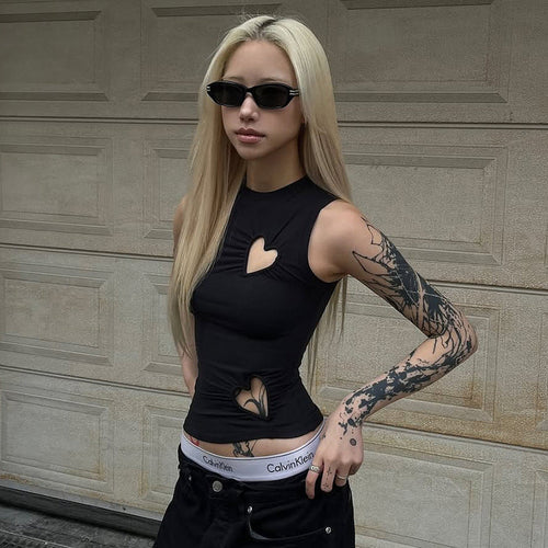 Damen modisches Trägershirt mit herzförmigem Cut-out und figurformendem Schnitt Shopnory