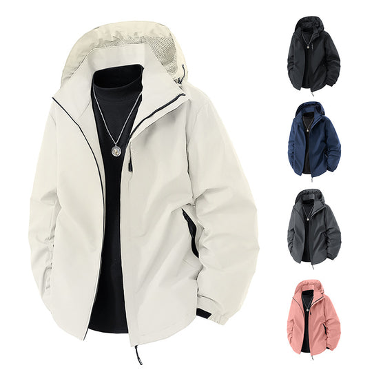 Herren Wasserabweisende Outdoor-Jacke mit Kapuze, winddichter Membran und verstellbarem Saum Shop Nory