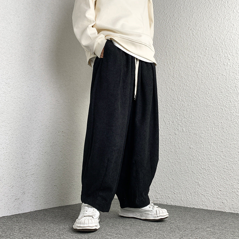 Unisex Extraweit geschnittene Cord-Loungehose mit Tunnelzug und elastischen Bündchen Shop Nory