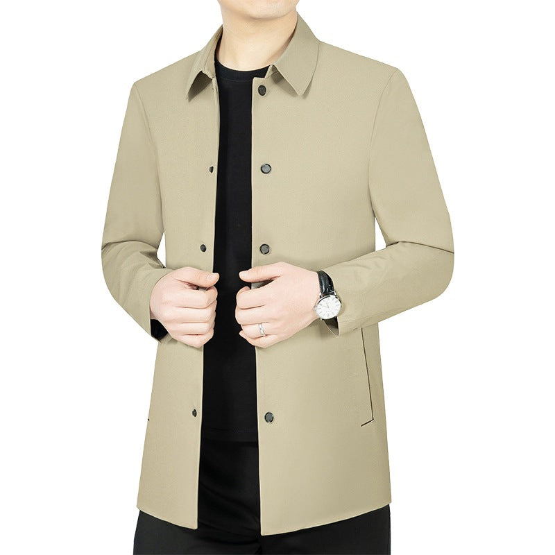 Herren Leichter ungefütterter City-Mantel im Hemdjackenstil mit minimalistischer Knopfleiste Shop Nory