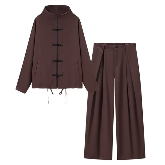 Damen leichte Boxy-Jacke mit Stehkragen, Zipper-Front, Kordelzug und dekorativen Knotenverschlüssen Shop Nory