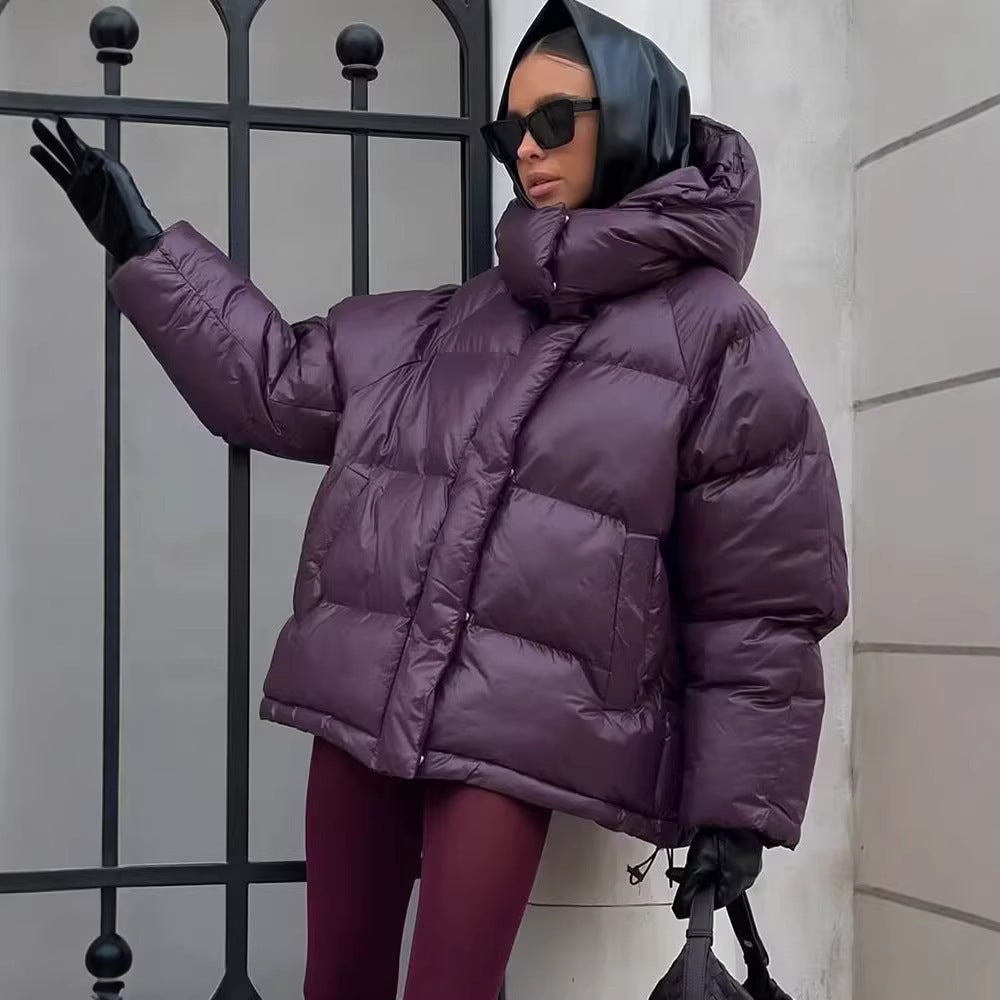Damen Kurze wattierte Oversize‑Steppjacke mit hohem Stehkragen und Kapuze Shop Nory