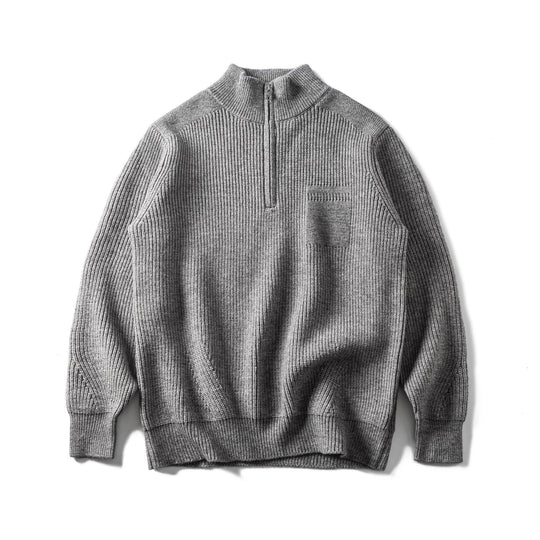 Herren Grobstrick Half‑Zip Pullover mit Stehkragen und Brusttasche Shop Nory