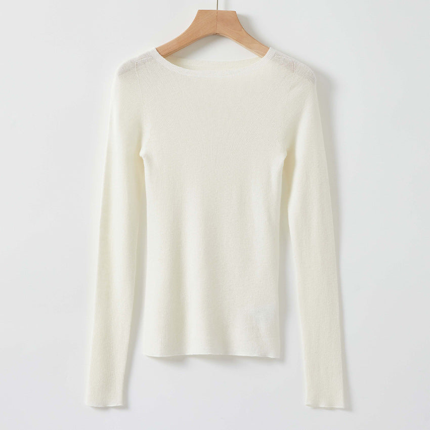Damen Feiner Langarm-Feinstrickpullover mit U-Boot-Ausschnitt und figurbetonter Passform Shop Nory