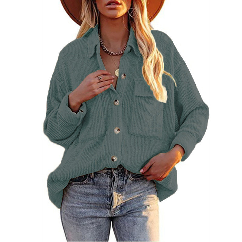 Damen Oversize-Feinstrick-Hemdjacke mit Knopfleiste und Brusttaschen Shop Nory