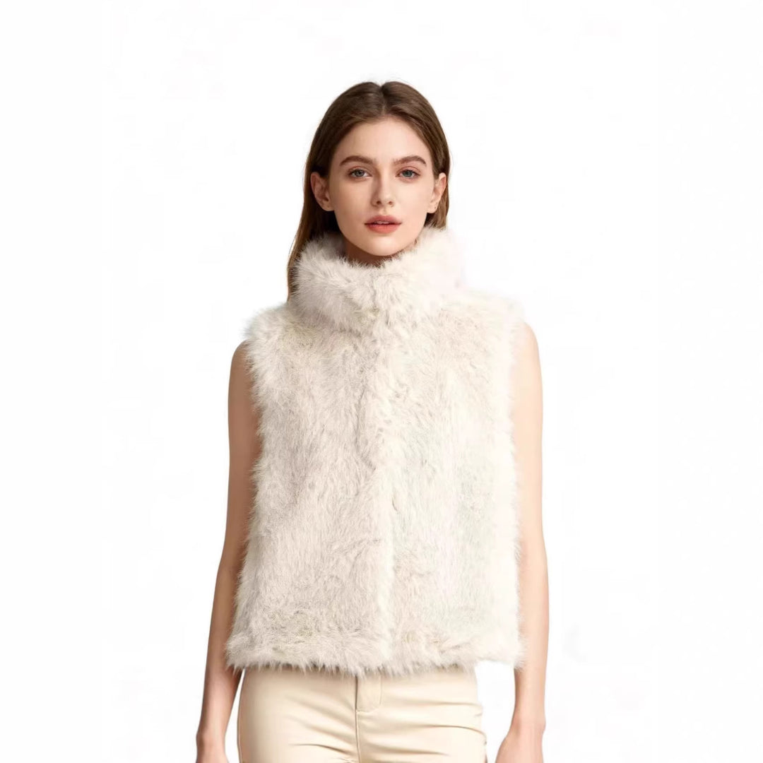 Damen Ärmellose Teddy‑Plüschweste mit hohem Stehkragen und dichtem Hochflor Shop Nory