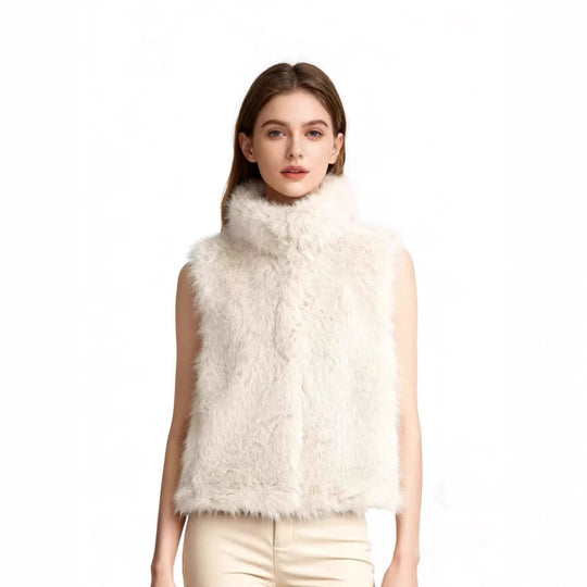 Damen Ärmellose Teddy‑Plüschweste mit hohem Stehkragen und dichtem Hochflor Shop Nory