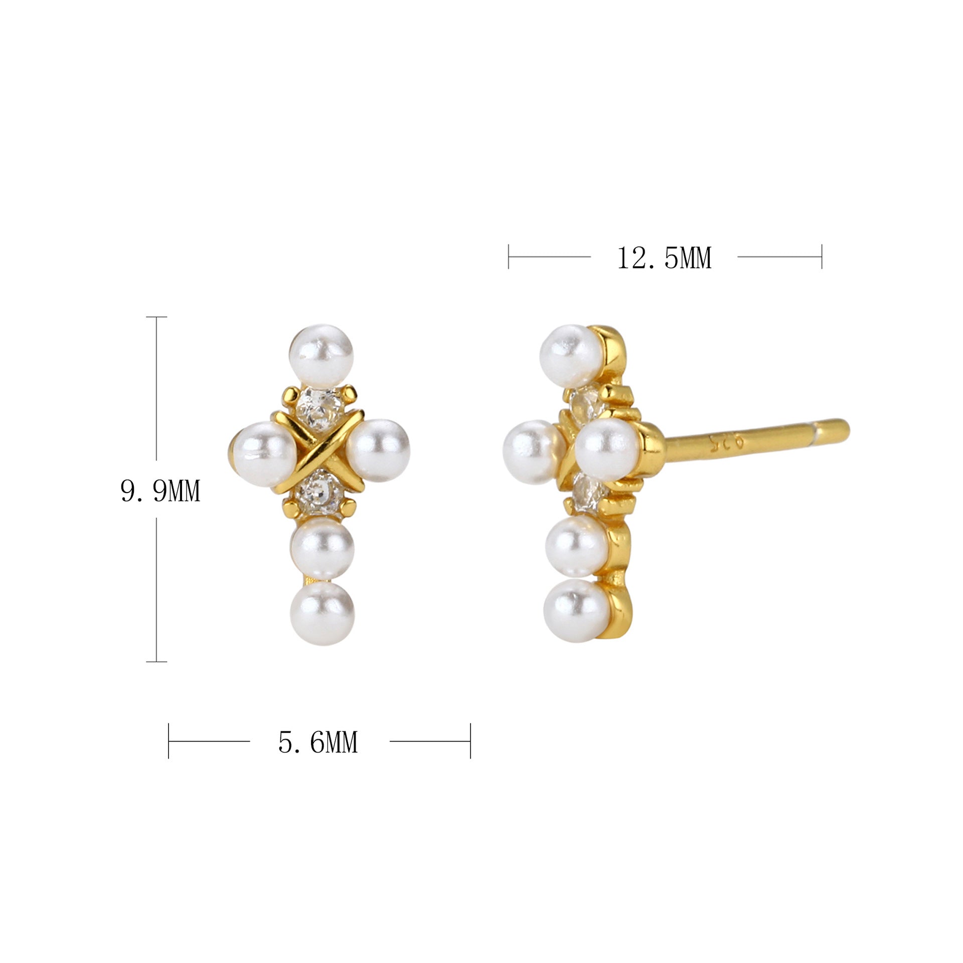 Damen Kreuzohrringe mit Perlen und Zirkon-Akzenten Shop Nory