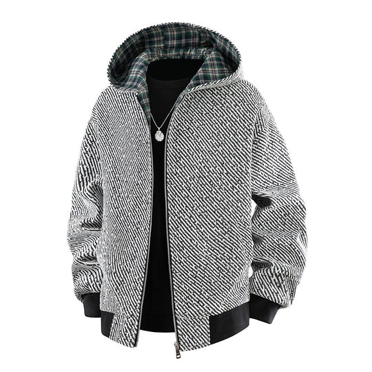 Herren Modische Bomberjacke mit kariertem Innenfutter