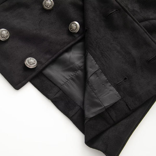 Damen Kurze uniforminspirierte Jacke mit hohem Stehkragen, Doppelknopfreihe und Ziermanschetten Shop Nory