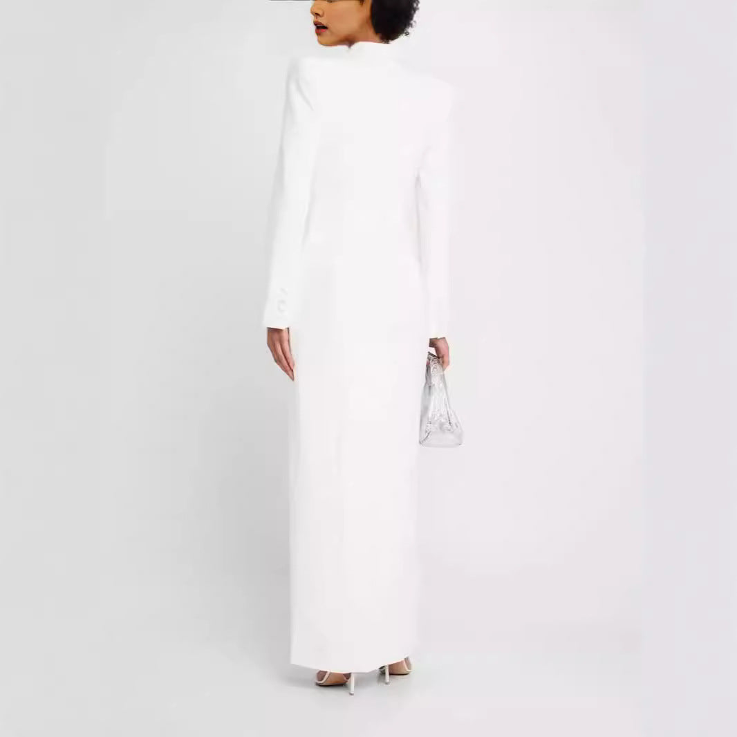 Damen Blazerkleid Maxikleid mit Doppelreiher, taillierter Silhouette und hohem Frontschlitz Shop Nory
