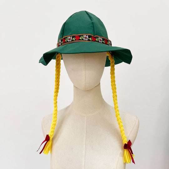 Damen nan verspielter Sonnenhut mit geflochtenen Zöpfen, besticktem Stirnband und breiter Krempe Shop Nory