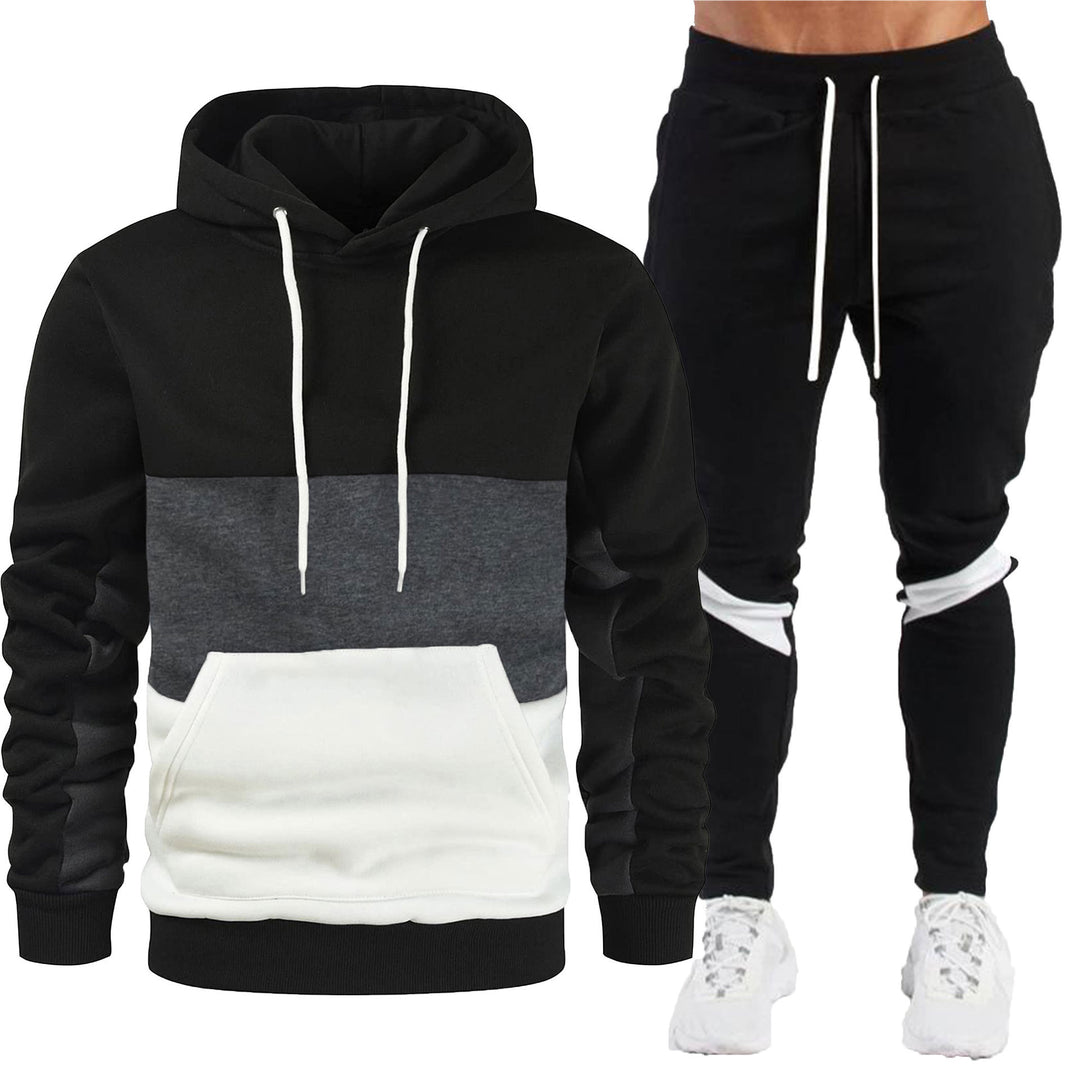 Herren nan sportives Hoodie- und Jogginghose-Set mit Kontrastblenden, Kängurutasche, elastischem Bund und schmal zulaufendem Bein Shop Nory