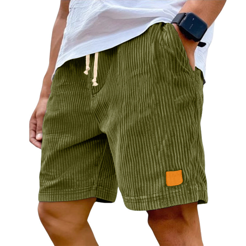 Herren nan Feincord-Shorts mit elastischem Tunnelzugbund, Kordelzug und tiefen Eingrifftaschen Shopnory