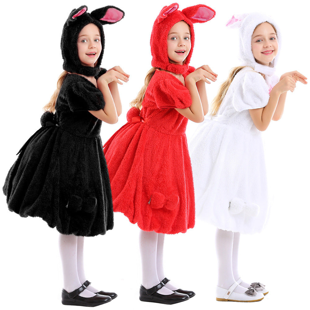 Mädchen Plüsch Häschenkostüm mit Kapuze und verspielten Details Shop Nory