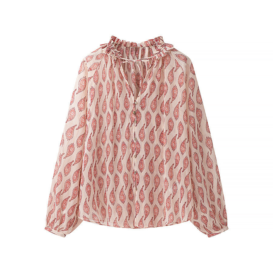 Damen Chiffonbluse mit Volantkragen und Paisley‑Print Shop Nory