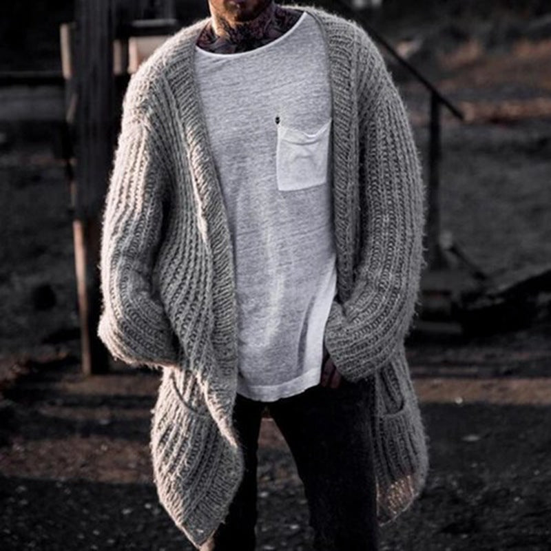 Herren Großer Strickcardigan mit tiefem Schnitt und strukturiertem Design