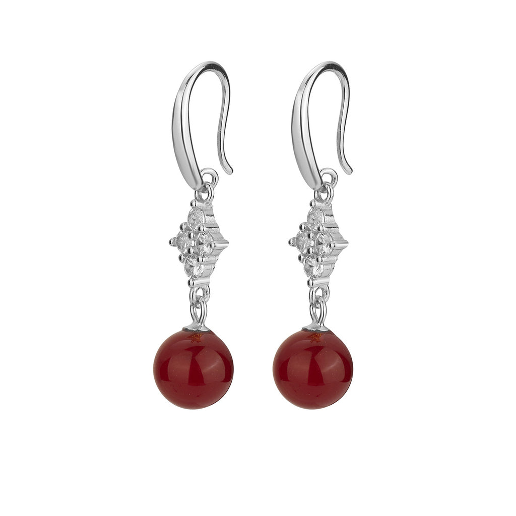 Damen Ohrhänger mit edlen Karneol-Perlen und funkelnden Zirkonia Shop Nory
