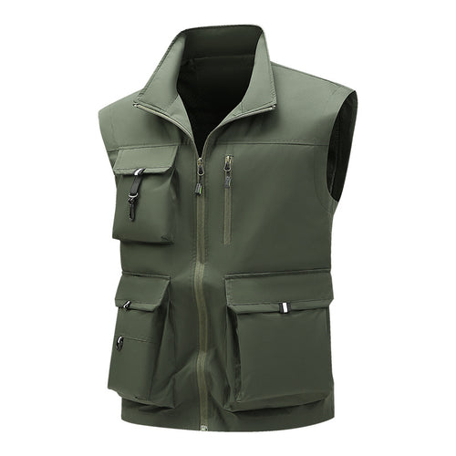 Herren Multifunktionale Outdoor-Utility-Weste mit mehreren Cargo-Taschen und Stehkragen Shop Nory