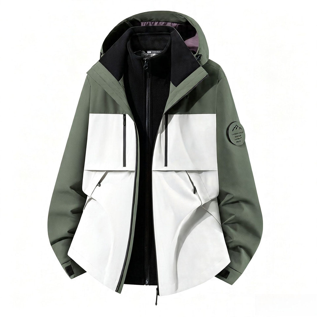 Herren dreilagige Softshell-Outdoorjacke mit herausnehmbarem Fleecefutter und Kapuze Shop Nory