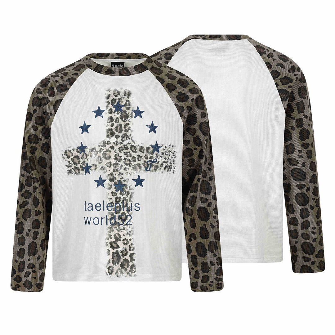 Damen Langarm-Thermo-Shirt mit Raglanärmeln und Leopard-Einsätzen Shop Nory
