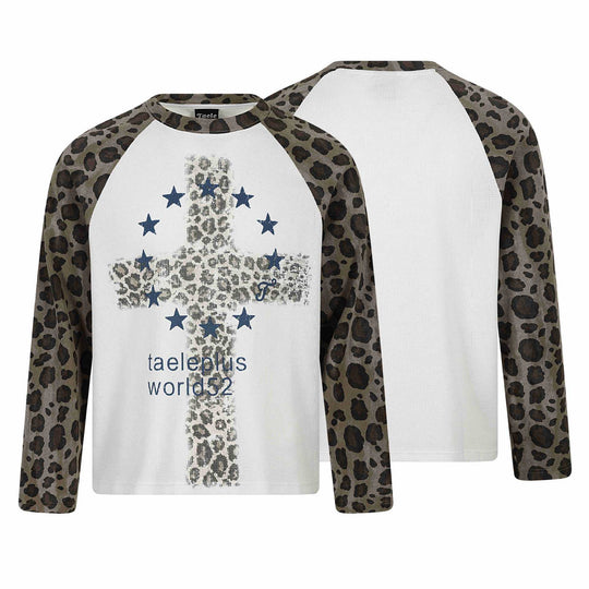 Damen Langarm-Thermo-Shirt mit Raglanärmeln und Leopard-Einsätzen Shop Nory