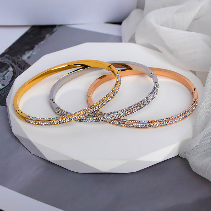 Frauen Glitzernde Kristallbesetzte Schlanke Armreif Bracelet Shop Nory