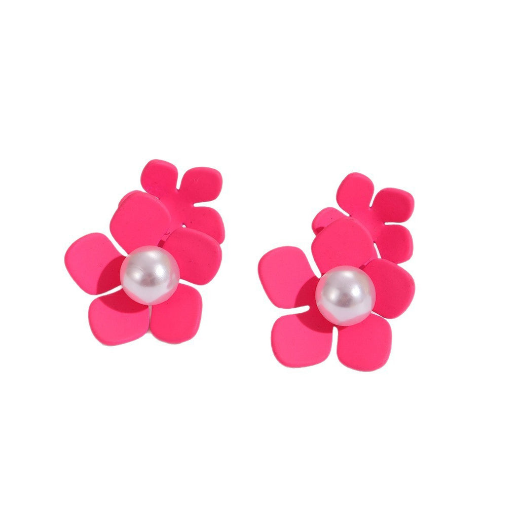 Damen Ohrringe mit kunstvollem Blumenmotiv und Perlenakzent Shop Nory
