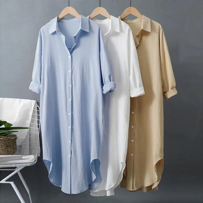 Damen oversized Blusenhemd in lässigem Schnitt mit Knopfleiste