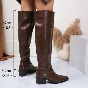 Damen Kniehohe Stiefel mit spitzer Zehenpartie und mittelhohem Blockabsatz Shop Nory